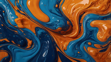 Poster - Color Swirl: An abstract artwork featuring a mesmerizing swirl of vibrant blue and orange colors, creating a dynamic and eye-catching visual.