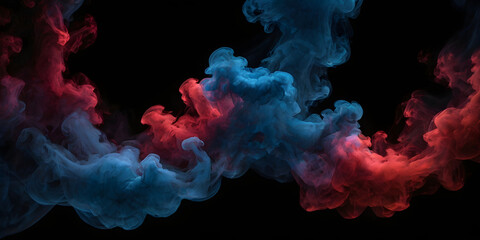 Poster - mystical smoke plumes: an artistic and dynamic composition of swirling plumes of blue and red smoke 
