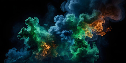 Poster - abstract smoke symphony: a captivating abstract display of colorful smoke gracefully swirls against 