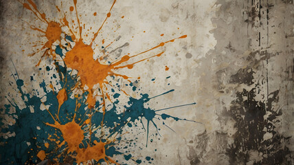 Poster - Abstract Grunge Splatter: An abstract background features textured grunge and colorful paint splatters in vibrant hues, creating a striking contrast and evoking a sense of artistic expression.