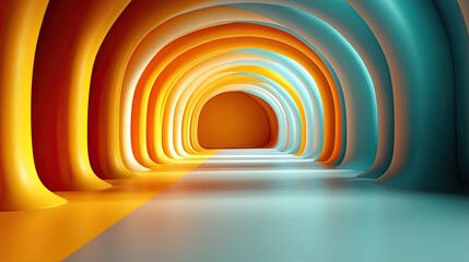 Poster - Colorful arched tunnel, abstract background, pathway, design