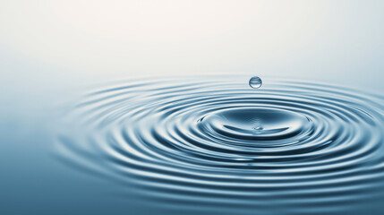 Poster - water droplet creates ripples on calm surface, evoking tranquility and serenity