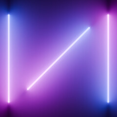 Poster - Illuminated Blue and Purple Neon with dark background.