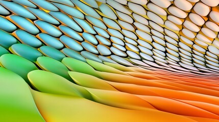 Poster - abstract background with a wave like pattern of colorful, overlapping ovals. shades of teal, green, 