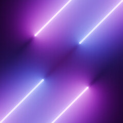 Poster - Vibrant Neon Lights in Purple and Blue Colors with dark background.