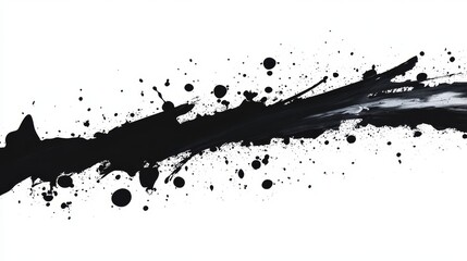 Poster - Dynamic black paint splash on a white background creating an abstract artistic effect. Expressive urban street painting concept with bold ink splatter, fluid shapes, and high-contrast modern design