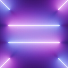 Poster - Ethereal Glow of Blue and Purple Neon with dark background.