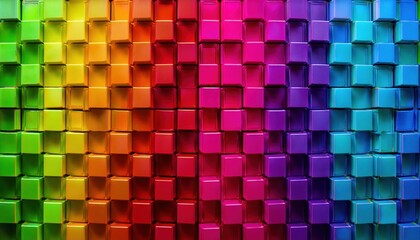 Poster - vibrant 3d cube pattern with rainbow gradient, abstract geometric texture for digital art, background, and modern design

