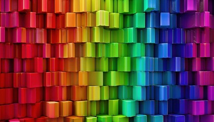 Poster - vibrant 3d cube pattern with rainbow gradient, abstract geometric texture for digital art, background, and modern design

