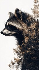 Poster - A raccoon perched on a branch in the middle of a tree
