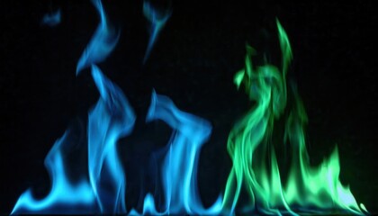 Aufkleber - ethereal blue and green flames dancing against a dark background, creating a surreal and mystical fire effect for artistic and conceptual use
