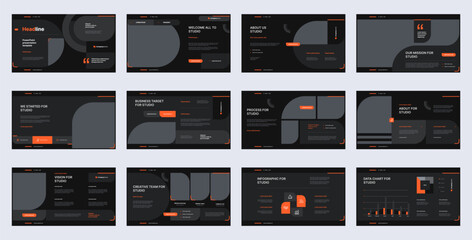 Powerpoint presentation templates set, Business presentation usable for keynote presentation vector background, Brochure, Web, Flyer, Banner, Google slides, Annual report, Infographic, Social media.