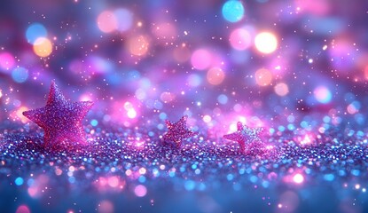 Poster - Glittering Stars Decoration in an Abstract Background for Celebrations and Gifts