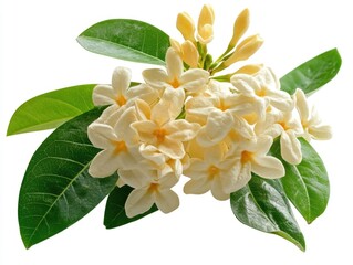 Poster - Close-up of a bouquet of white flowers surrounded by green leaves