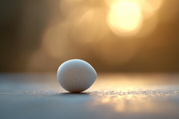 Poster - A single white egg sits on a flat surface