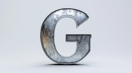 Poster - A single metal letter G on a white background
