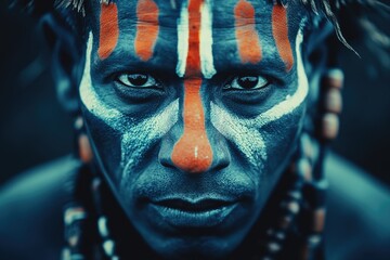Poster - A person's face is painted, ideal for theater or performance concepts