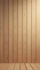 Poster - Light brown wood wall panel with natural patterns. Wooden floor planks in the studio. Room interior decoration, wall cladding with wood paneling, carpentry works. Wooden texture, abstract background.