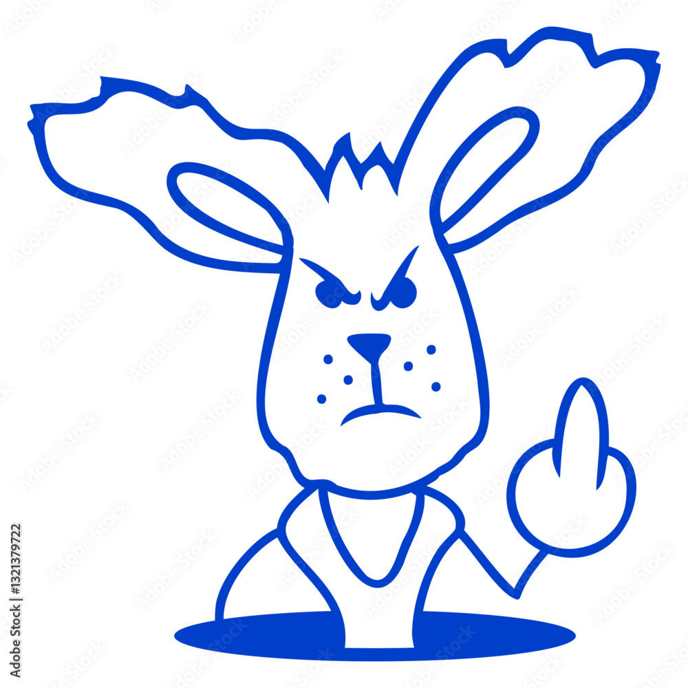 Rabbit Middle Finger Showing Naughty Cheeky Insult Design Lover Art ...