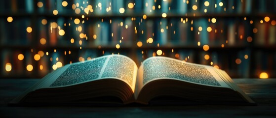 Poster - An open book sits atop a wooden table, awaiting reading or study