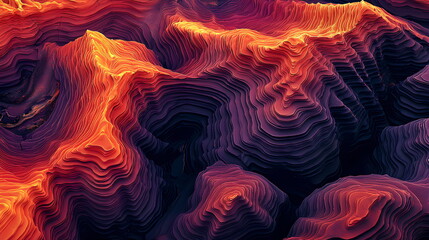 Poster - Colorful contour lines creating stunning mountainous landscape