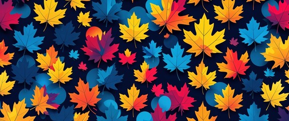 Aufkleber - maple leaf pattern on colorful plain background digital abstract art work illustration design