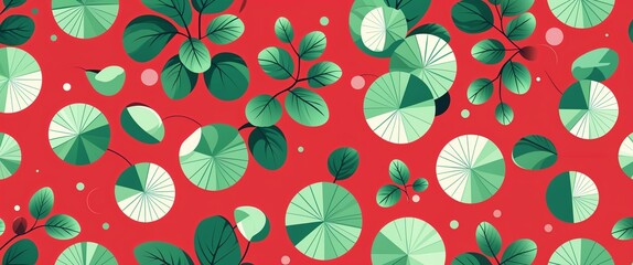 Poster - mint pattern on red plain background digital abstract art work illustration design