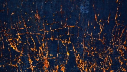 Poster - vivid abstract textured background with deep blue and fiery orange crackled pattern, perfect for artistic designs and modern visual projects

