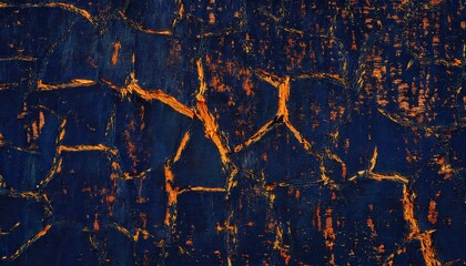 Poster - vivid abstract textured background with deep blue and fiery orange crackled pattern, perfect for artistic designs and modern visual projects

