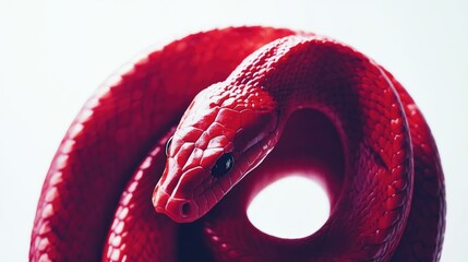 Poster - Close-up photo of a bright red snake on a white surface, perfect for animal or nature-related projects