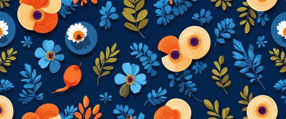 Poster - sorrel pattern on blue plain background digital abstract art work illustration design