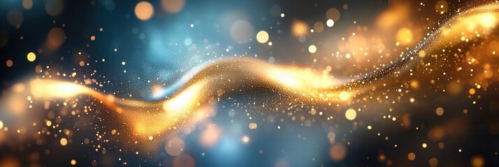 Poster - Dynamic abstract background showcasing glowing golden waves representing the healing and strengthening of dental implants with futuristic light effects