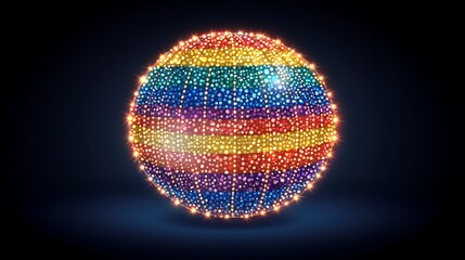 Wall Mural - Rainbow sphere glowing on dark background. Possible stock photo use