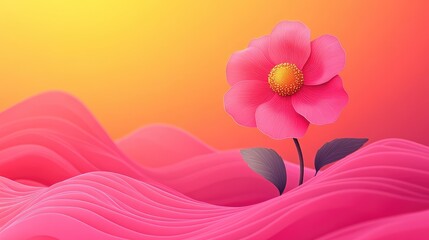 Poster - Abstract flower, vibrant colors, soft waves, digital art, aesthetic, graphic design, artistic, stock photo