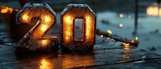 Poster - A lone candle sits in the snowy landscape, providing a warm glow
