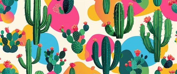 Aufkleber - cactus leaf pattern on colorful plain background digital abstract art work illustration design