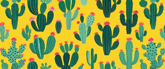 Aufkleber - cactus leaf pattern on yellow plain background digital abstract art work illustration design