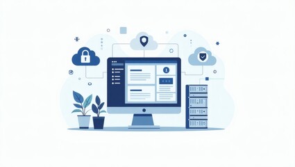 Poster - a digital illustration showcasing cybersecurity and data protection