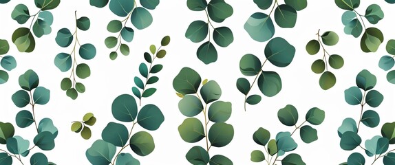 Poster - eucalyptus leaf pattern on white plain background digital abstract art work illustration design