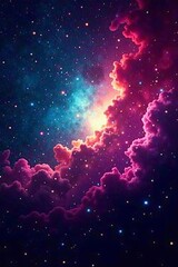 abstract background of a colorful cosmic nebula in outer space, space, galaxy