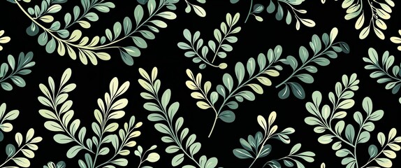 Poster - oak leaf pattern on black plain background digital abstract art work illustration design