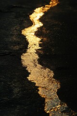 Aufkleber - A section of wet road with a yellow line marking the center, suitable for use in travel or infrastructure-related contexts
