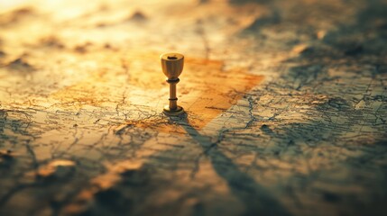 Poster - A map with a pin marking a specific location, suitable for travel, navigation, or real estate purposes
