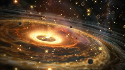 Wall Mural - vibrant cosmic scene with swirling galaxies and stars