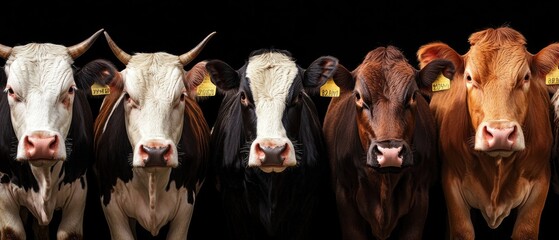Poster - A group of cows standing together in a field or pasture