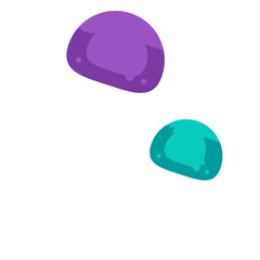 Poster - Abstract Jelly Shapes: A vibrant abstract design featuring two colorful, jelly-like shapes floating in a creative composition. A visual representation of fluidity and imagination. 