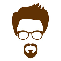 Poster - Stylish Man Silhouette: A minimalist silhouette of a stylish man with glasses and a beard. The illustration features a modern, clean aesthetic.