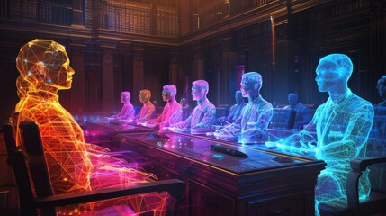 Poster - Virtual hologram trial explores justice and augmented reality in a modern judiciary setting