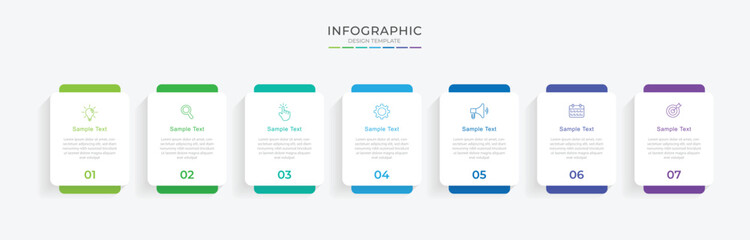 Aufkleber - Vector Infographic label design template with icons and 7 options or steps. Can be used for process diagram, presentations, workflow layout, banner, flow chart, info graph.