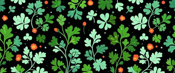 Poster - parsley pattern on black plain background digital abstract art work illustration design
